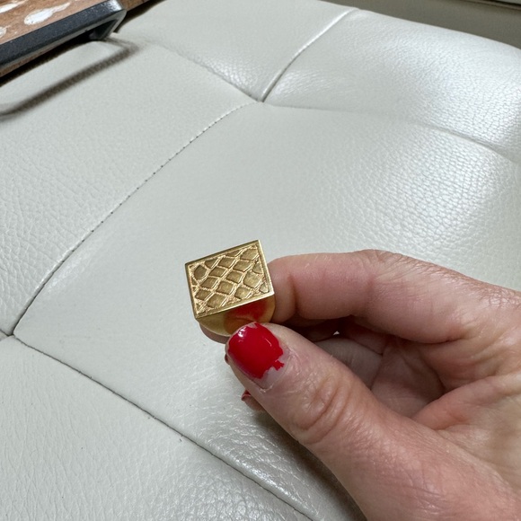 Celine Gold Toned Brass Flat “Animals” Embossed Signet Ring size 52 - Picture 7 of 10